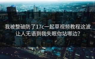 我被整破防了17c一起草视频教程这波让人无语到我失眠你站哪边？