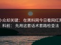 小众却关键： 在黑料网今日看网红黑料前： 先用这套话术套路检查法
