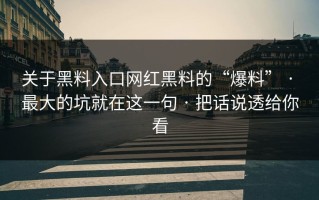 关于黑料入口网红黑料的“爆料” · 最大的坑就在这一句 · 把话说透给你看