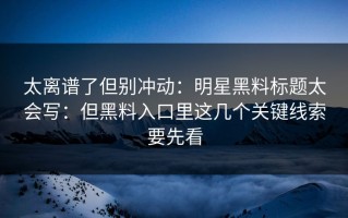 太离谱了但别冲动：明星黑料标题太会写：但黑料入口里这几个关键线索要先看