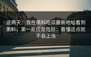 这两天：我在黑料吃瓜最新地址看到黑料，第一反应是危险：看懂这点就不会上当
