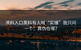黑料入口黑料有人喊“实锤”我只问一个：真伪在哪？