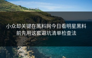 小众却关键在黑料网今日看明星黑料前先用这套避坑清单检查法