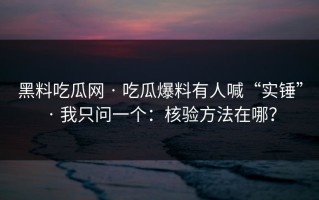 黑料吃瓜网 · 吃瓜爆料有人喊“实锤” · 我只问一个：核验方法在哪？