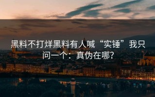 黑料不打烊黑料有人喊“实锤”我只问一个：真伪在哪？