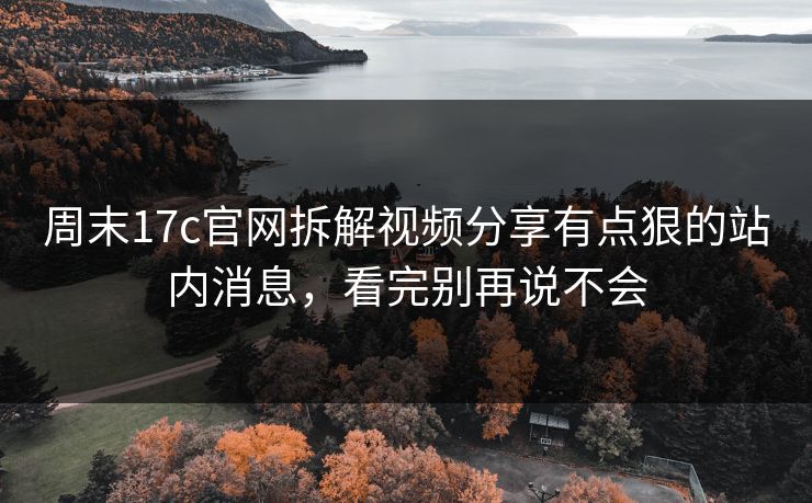 周末17c官网拆解视频分享有点狠的站内消息，看完别再说不会-第1张图片-17c官网 - 无码高清每日更新
