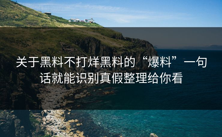 关于黑料不打烊黑料的“爆料”一句话就能识别真假整理给你看-第1张图片-17c官网 - 无码高清每日更新