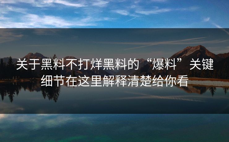 关于黑料不打烊黑料的“爆料”关键细节在这里解释清楚给你看-第1张图片-17c官网 - 无码高清每日更新