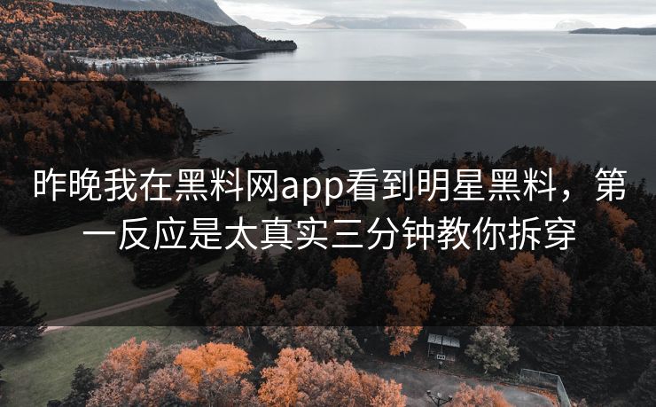 昨晚我在黑料网app看到明星黑料，第一反应是太真实三分钟教你拆穿-第1张图片-17c官网 - 无码高清每日更新